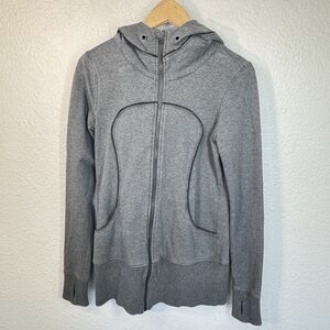 VTG Lululemon Stride Jacket Gray Knit Full Zip Hoodie Comfortable Travel Women 8